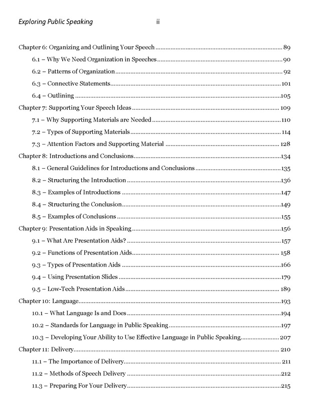 Exploring Public Speaking - Table of Contents 2
